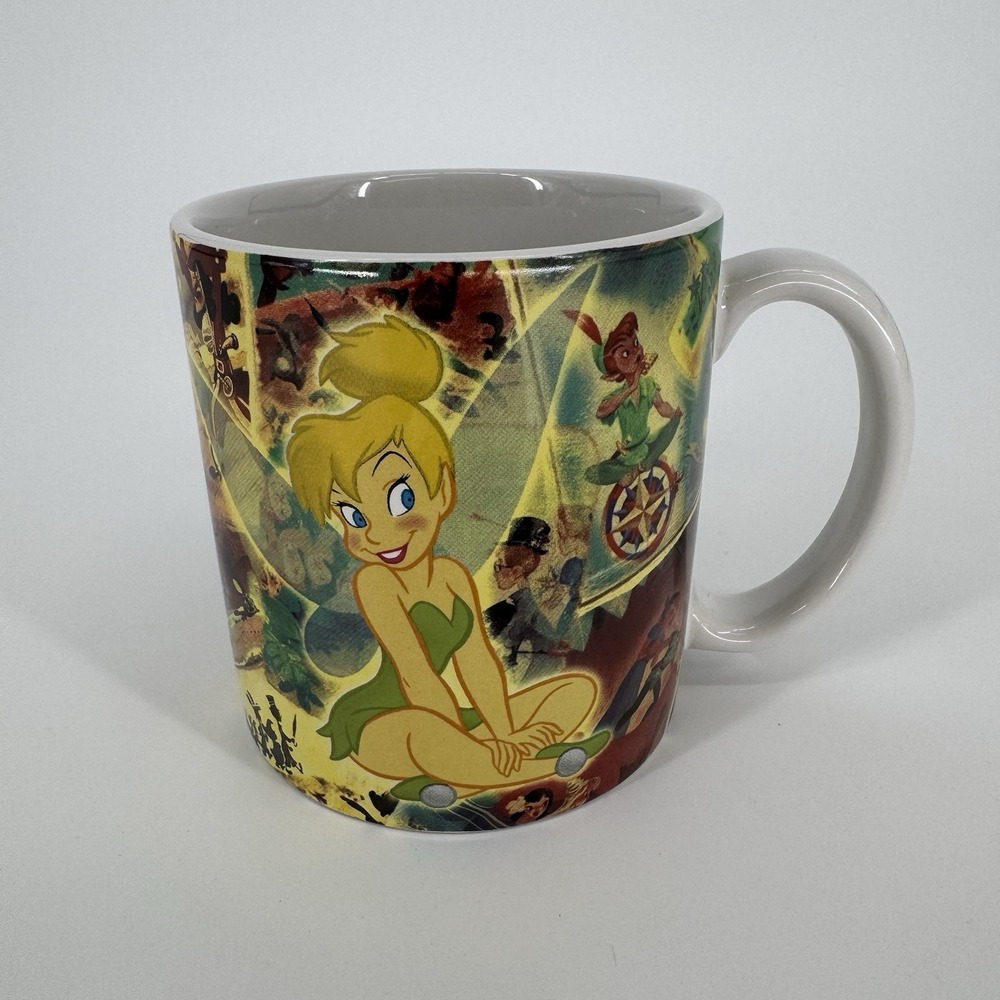Disney World  Tinkerbell Coffee Mug Peter Pan Captain Hook Collage‎ Scene Fairy